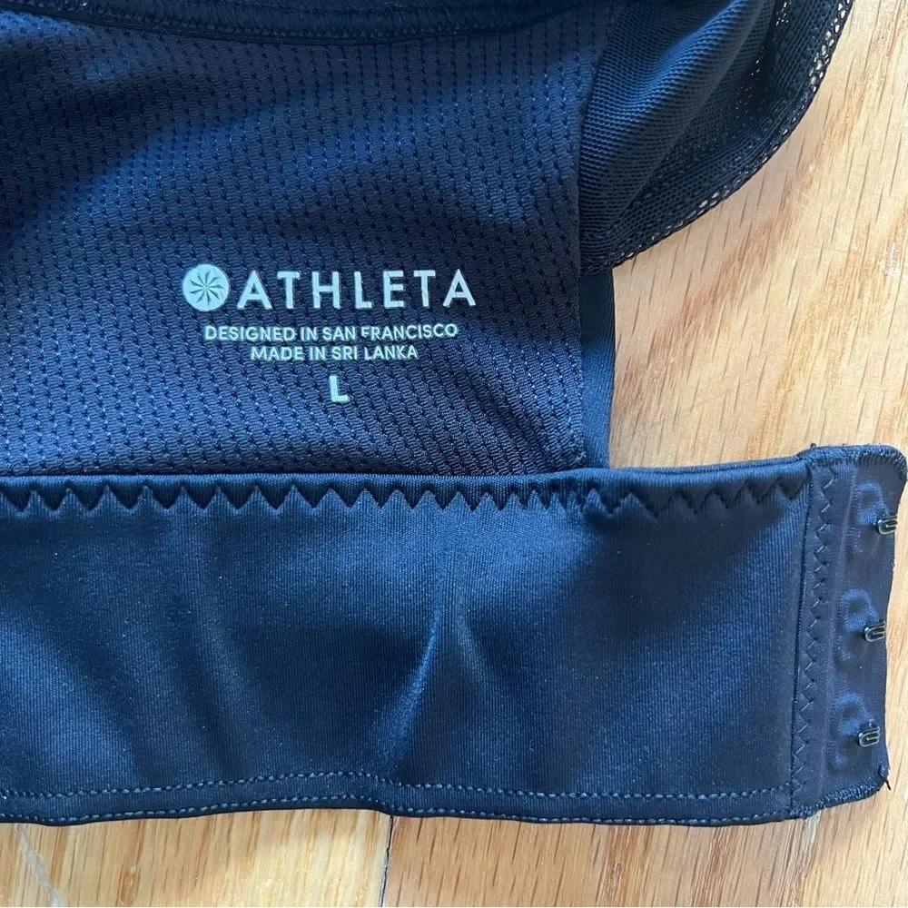 Athleta Black Zip-Front Sports Bra High Support Running Yoga Pilates Size L
